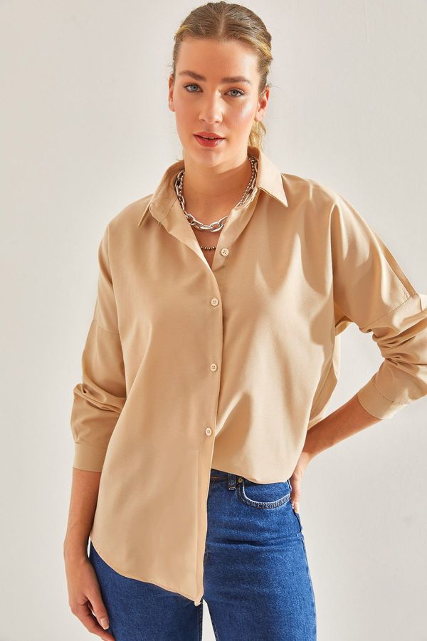 Bianco Lucci Bianco Lucci Women's Basic Foldable Sleeve Shirt