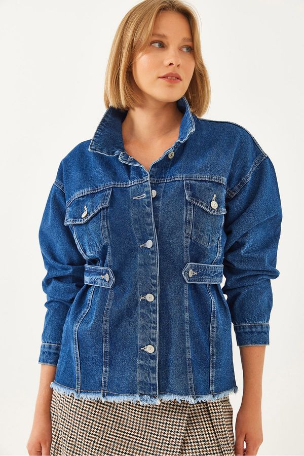 Bianco Lucci Bianco Lucci Women's Belt Detailed Denim Jacket