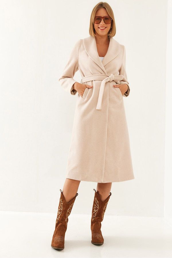 Bianco Lucci Bianco Lucci Women's Belted Cashmere Coat 2353