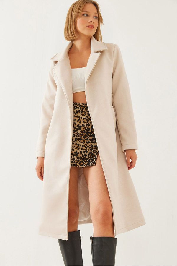 Bianco Lucci Bianco Lucci Women's Belted Double Breasted Trench Coat 2606