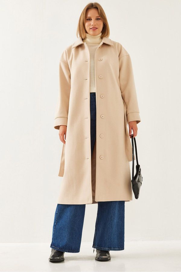 Bianco Lucci Bianco Lucci Women's Belted Long Stamp Coat 2498