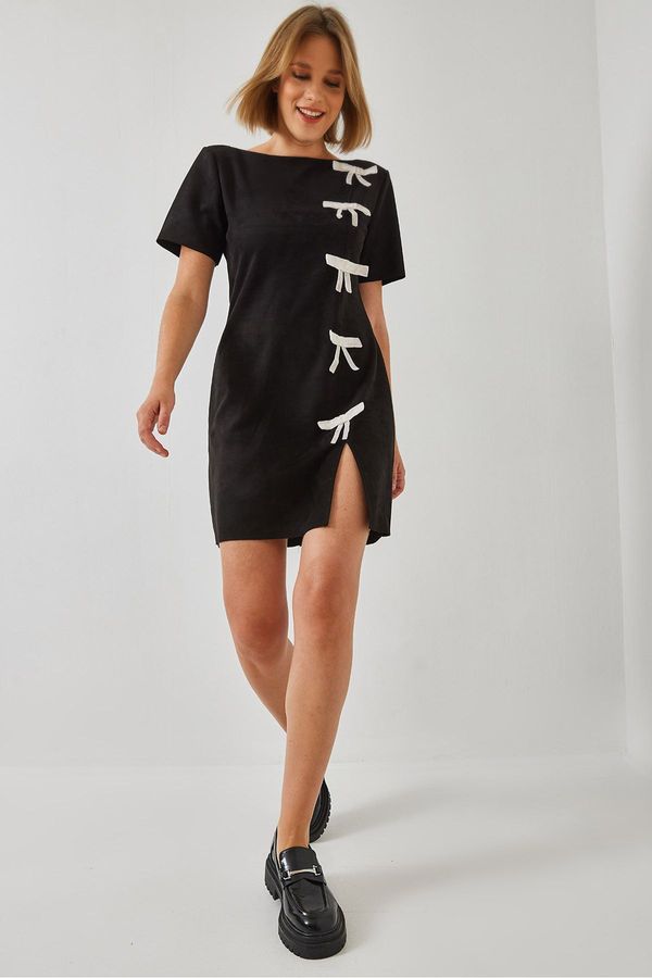 Bianco Lucci Bianco Lucci Women's Bow Detailed Suede Dress 4445