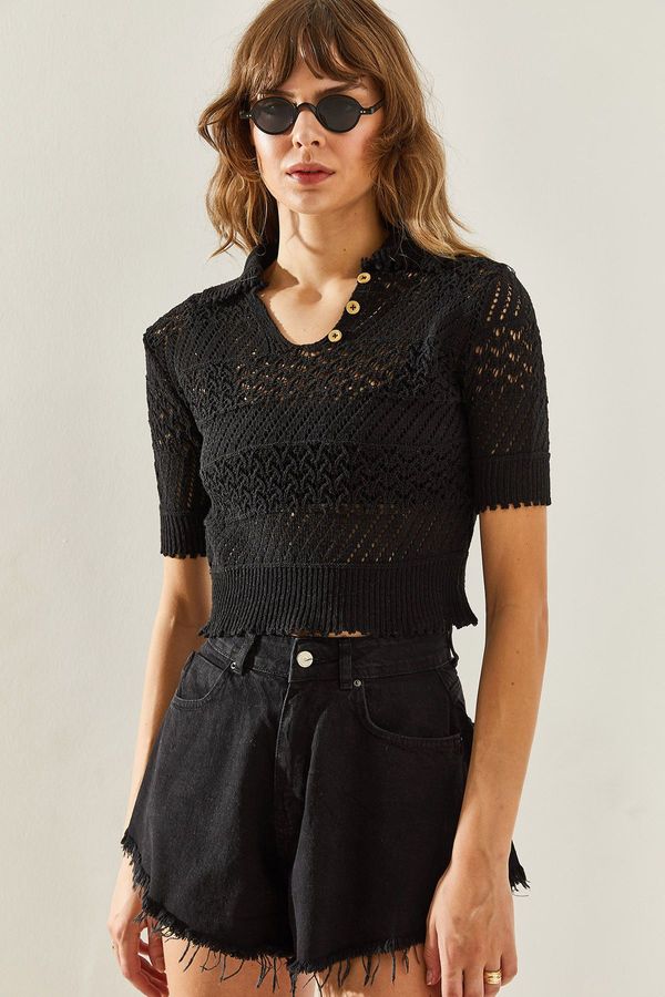 Bianco Lucci Bianco Lucci Women's Collared Knitwear Blouse