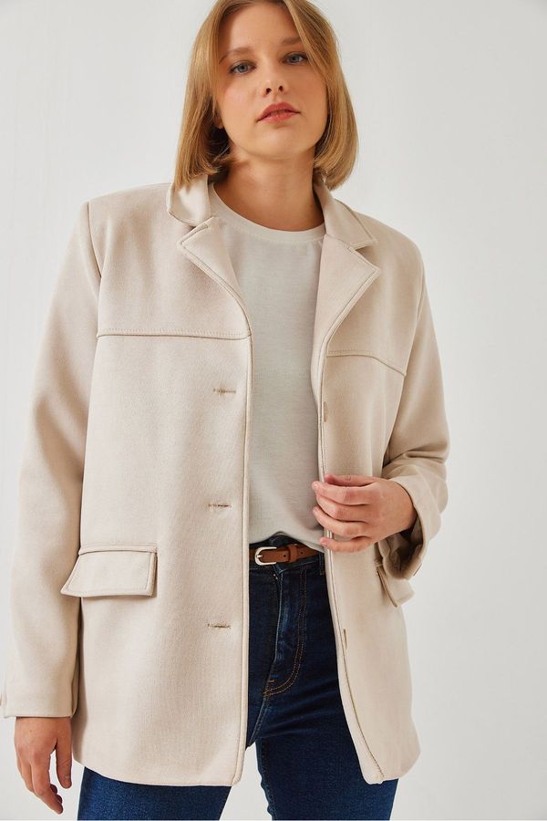 Bianco Lucci Bianco Lucci Women's Cover Detail Suede Jacket 2608