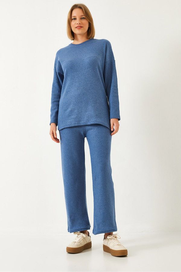 Bianco Lucci Bianco Lucci Women's Crew Neck Basic Bottom-Top Set 0036