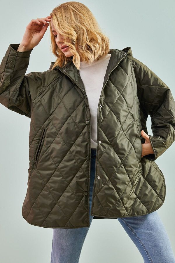 Bianco Lucci Bianco Lucci Women's Diamond Patterned Quilted Coat