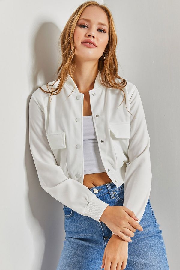 Bianco Lucci Bianco Lucci Women's Double Pocket Bomber Jacket