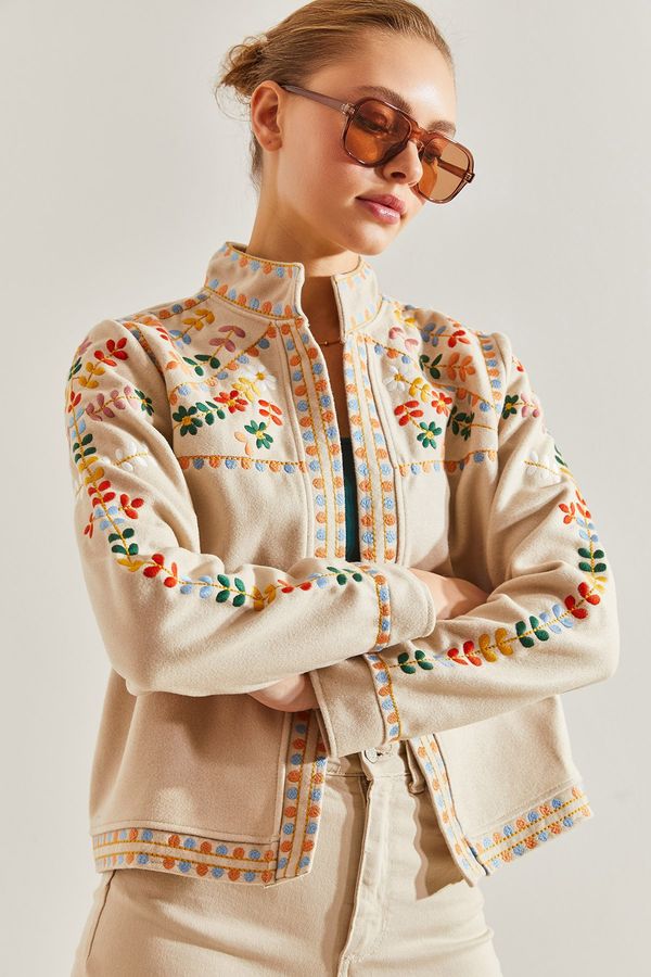 Bianco Lucci Bianco Lucci Women's Embroidered Multi Patterned Cachet Jacket