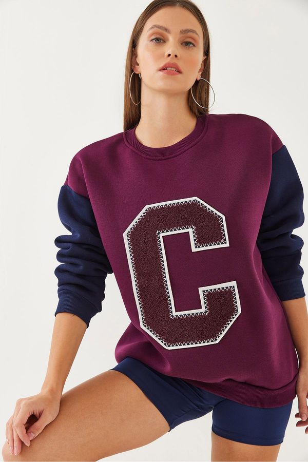 Bianco Lucci Bianco Lucci Women's Felt Print Detailed Sweatshirt