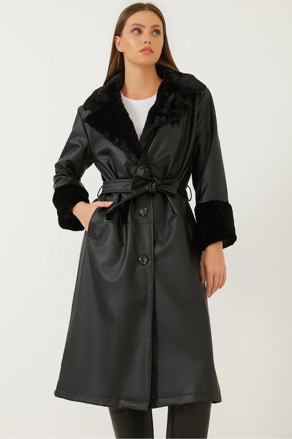 Bianco Lucci Bianco Lucci Women's Furry Leather Long Jacket 2259