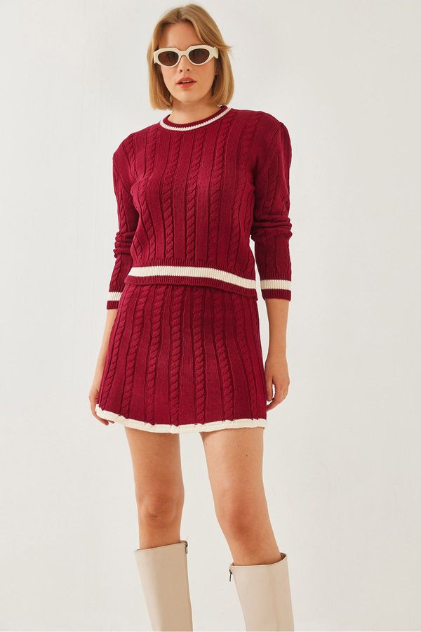 Bianco Lucci Bianco Lucci Women's Hair Braided Skirt Bottom Top Knitwear Set