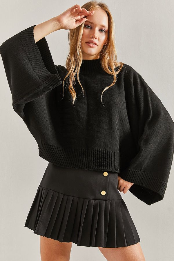 Bianco Lucci Bianco Lucci Women's Half Turtleneck Sleeves and Elastic Waist Knitwear Sweater