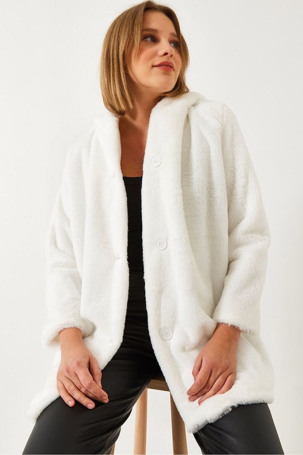 Bianco Lucci Bianco Lucci Women's Hooded Long Plush Coat 2166