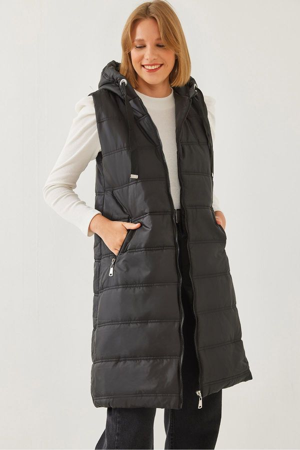 Bianco Lucci Bianco Lucci Women's Hooded Long Puffer Vest 5140