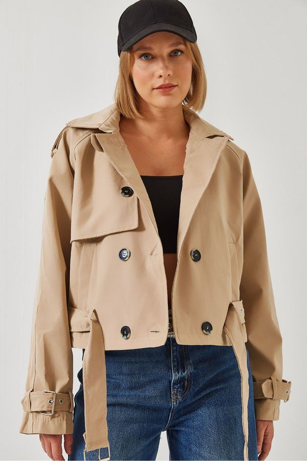 Bianco Lucci Bianco Lucci Women's Jacket with Sleeves and Waist Belt 2604