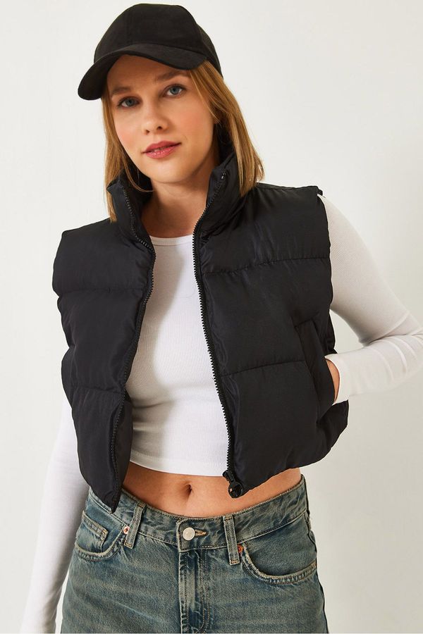 Bianco Lucci Bianco Lucci Women's Lapel Short Puffer Vest 11075