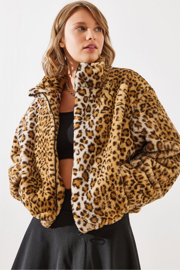 Bianco Lucci Bianco Lucci Women's Leopard Pattern Faux Für Coat 2426