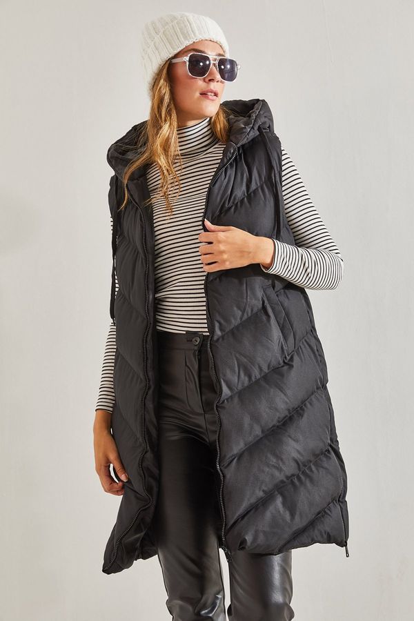 Bianco Lucci Bianco Lucci Women's Long Puffer Vest with Side Zippers