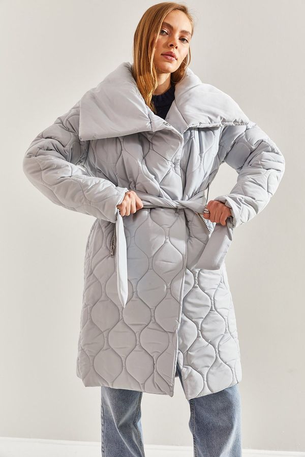 Bianco Lucci Bianco Lucci Women's Metal Button Quilted Oversize Down Coat