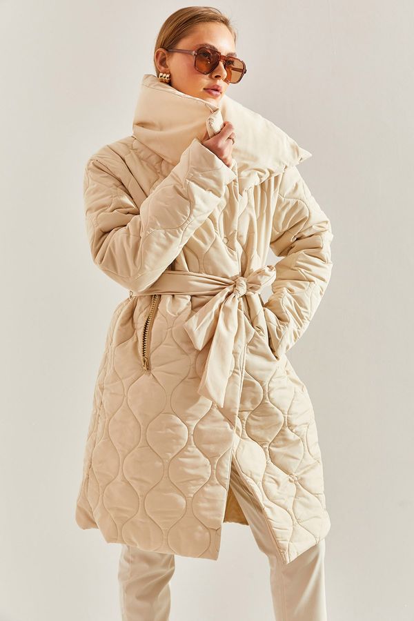 Bianco Lucci Bianco Lucci Women's Metal Button Quilted Oversize Puffer Coat