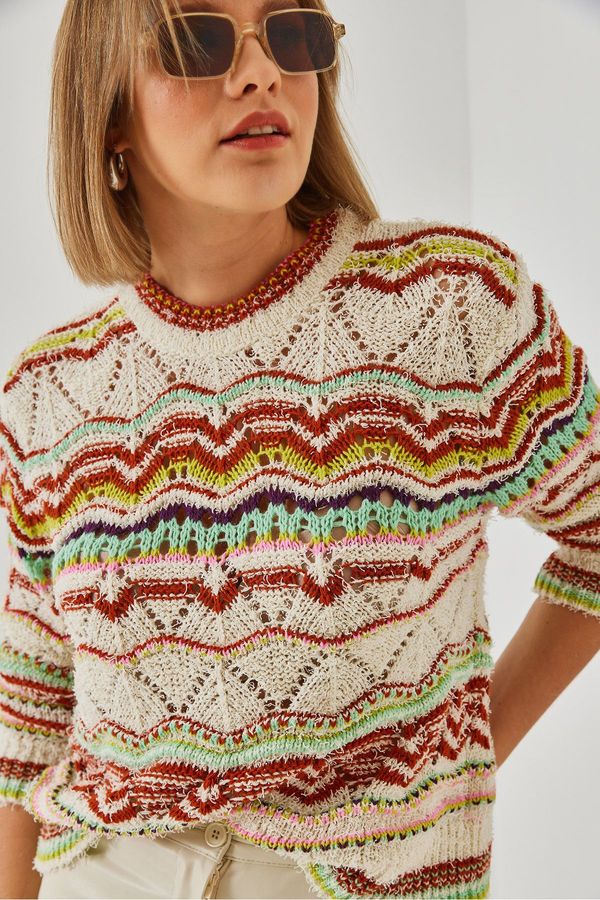 Bianco Lucci Bianco Lucci Women's Multi Patterned Knitwear Sweater