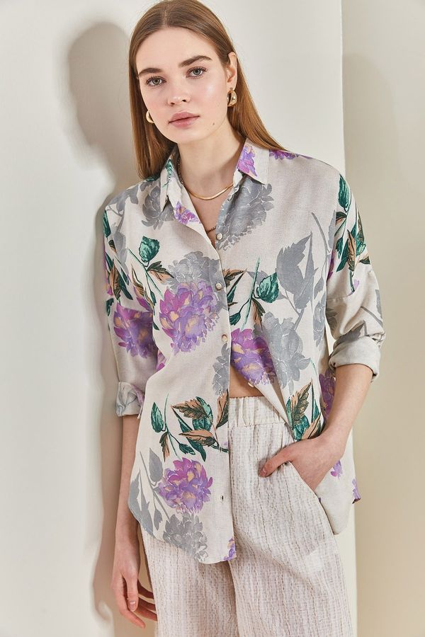 Bianco Lucci Bianco Lucci Women's Multi-Patterned Oversized Shirt