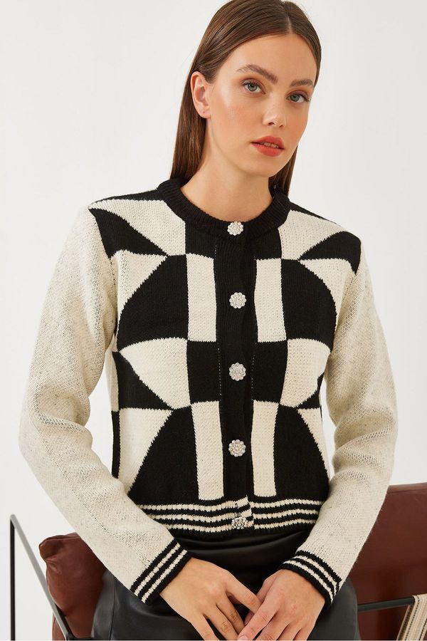 Bianco Lucci Bianco Lucci Women's Patterned Buttoned Knitwear Cardigan