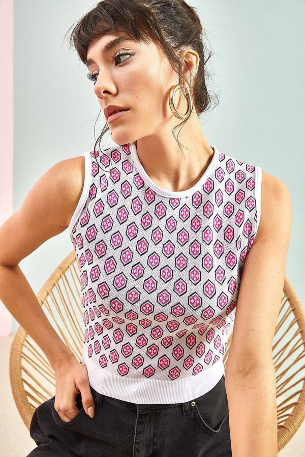 Bianco Lucci Bianco Lucci Women's Patterned Knitwear Blouse