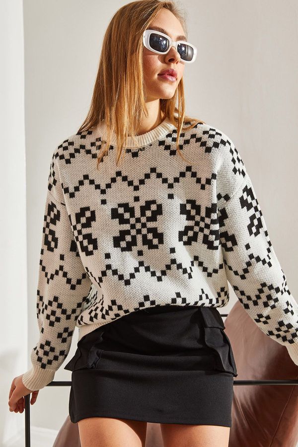 Bianco Lucci Bianco Lucci Women's Patterned Knitwear Sweater