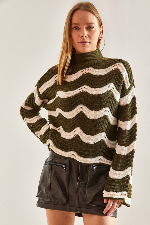 Bianco Lucci Bianco Lucci Women's Patterned Openwork Knitwear Sweater