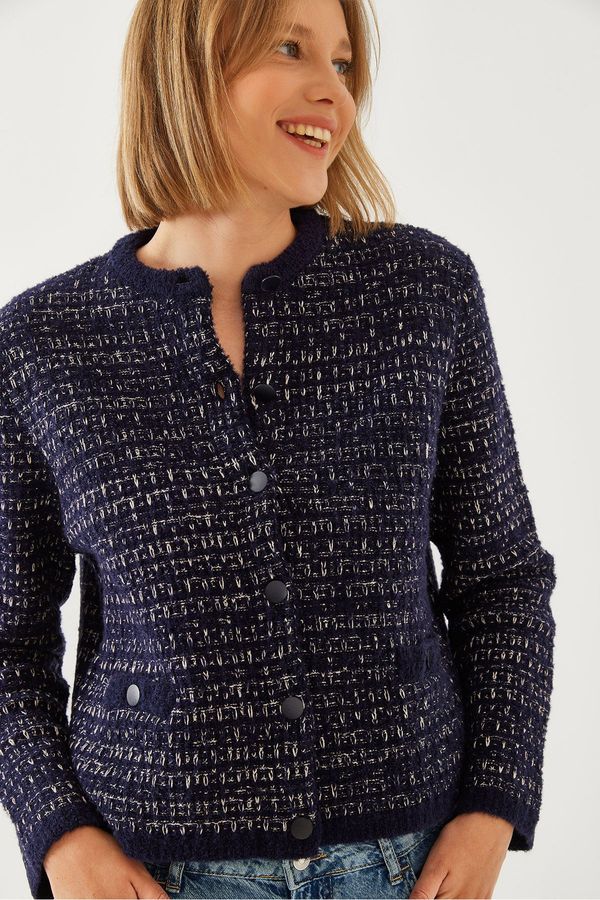 Bianco Lucci Bianco Lucci Women's Patterned Pocket Knitwear Cardigan