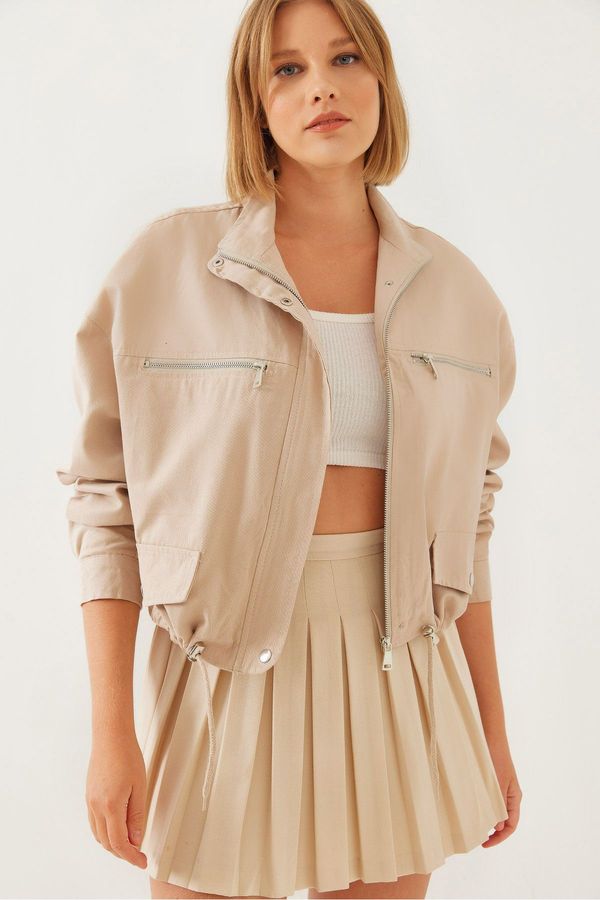 Bianco Lucci Bianco Lucci Women's Pocket Zipper Detail Jacket 2475