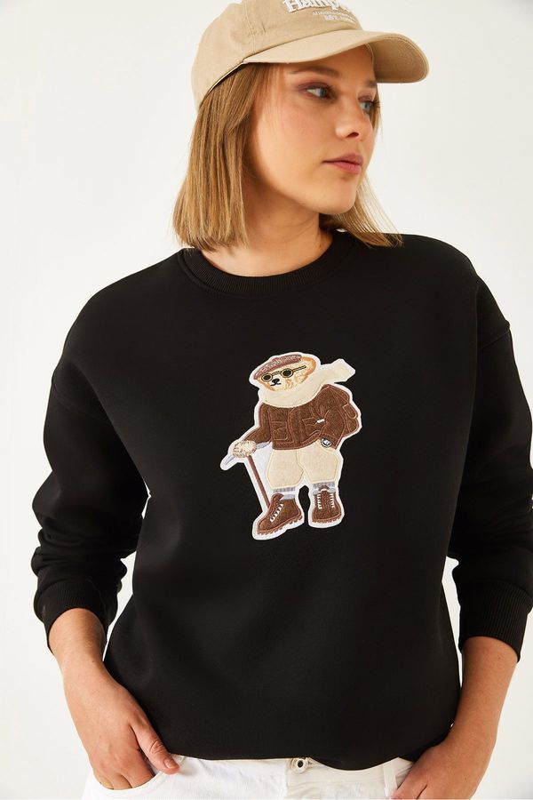 Bianco Lucci Bianco Lucci Women's Printed Three Thread Raised Sweatshirt