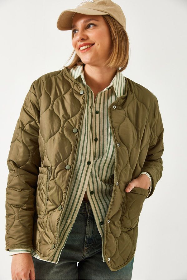 Bianco Lucci Bianco Lucci Women's Quilted Patterned Pocket Coat