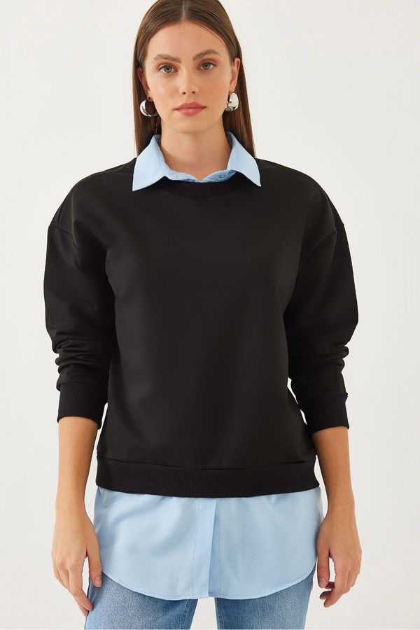 Bianco Lucci Bianco Lucci Women's Shirt Detail Sweatshirt