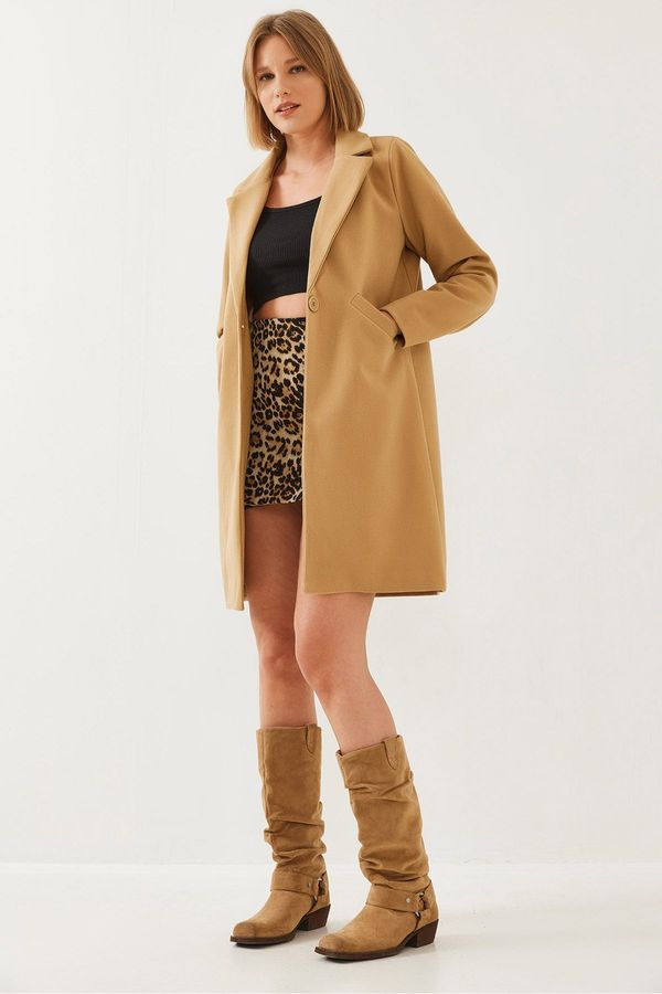 Bianco Lucci Bianco Lucci Women's Single Pocket Cashmere Coat 9085