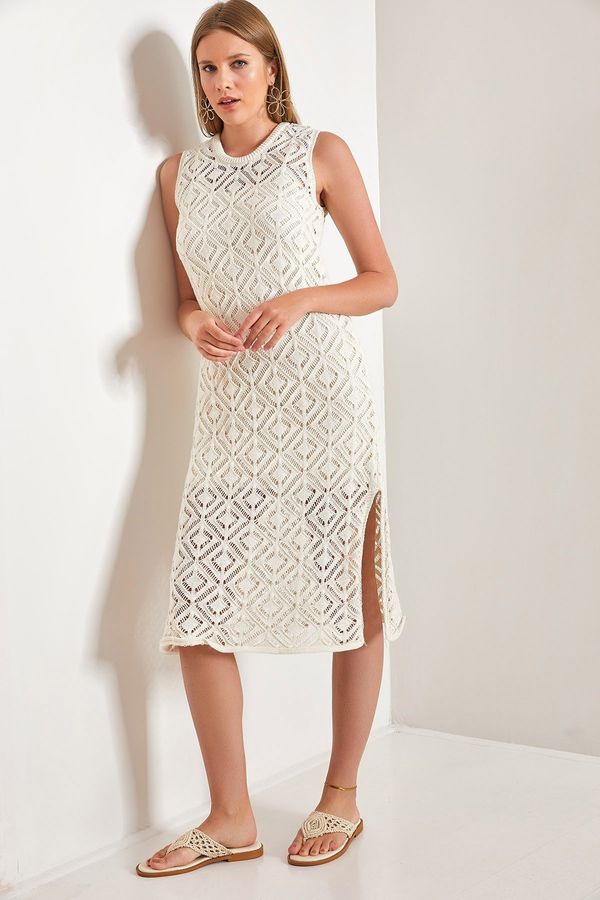 Bianco Lucci Bianco Lucci Women's Square Patterned Knitwear Dress