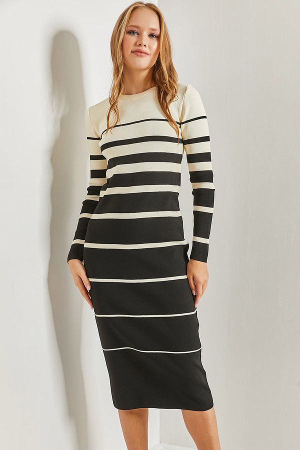 Bianco Lucci Bianco Lucci Women's Striped Long Knitwear Dress