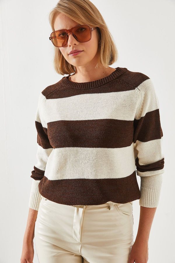 Bianco Lucci Bianco Lucci Women's Striped Sweater Raglan