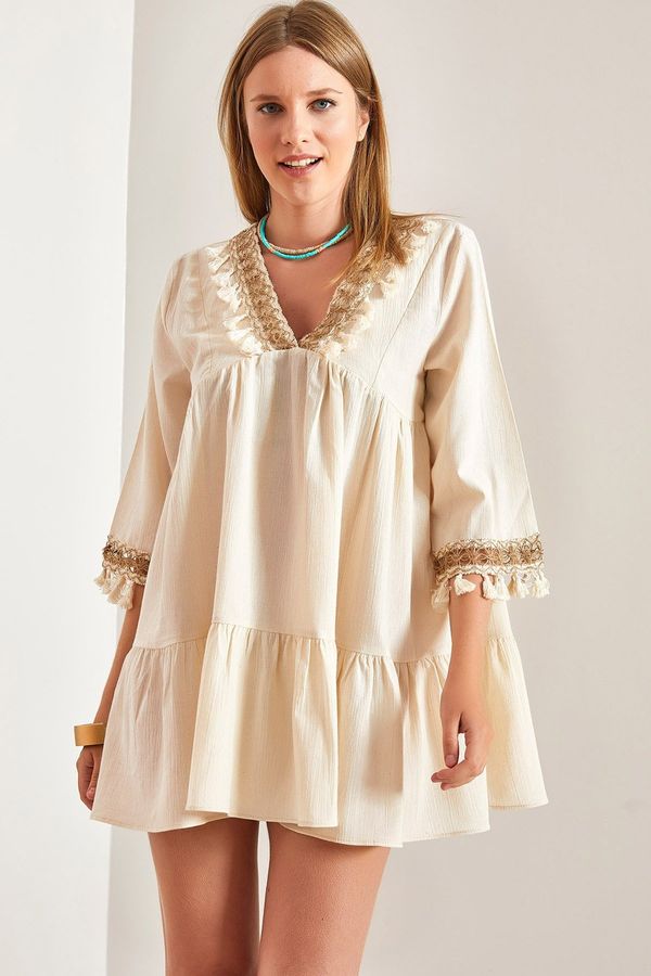 Bianco Lucci Bianco Lucci Women's Tasseled Linen Dress