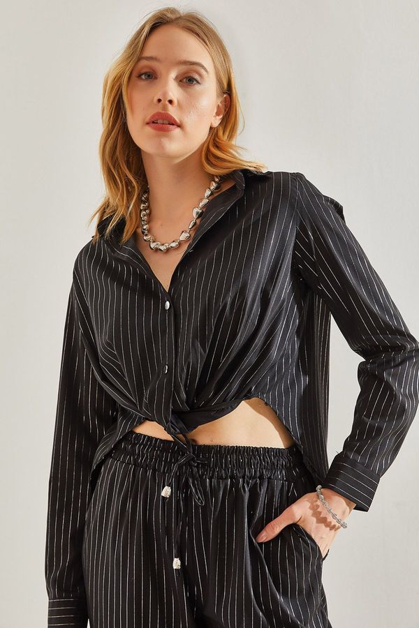 Bianco Lucci Bianco Lucci Women's Tie-Front Bright Striped Shirt