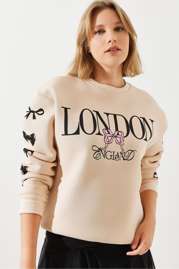 Bianco Lucci Bianco Lucci Women's Triple Thread Raised London Life Graphic Print Sweatshirt MBHS004