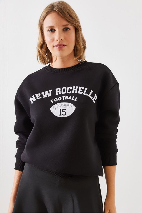 Bianco Lucci Bianco Lucci Women's Triple Thread Raised Rochelle Text Printed Sweatshirt MBHS001