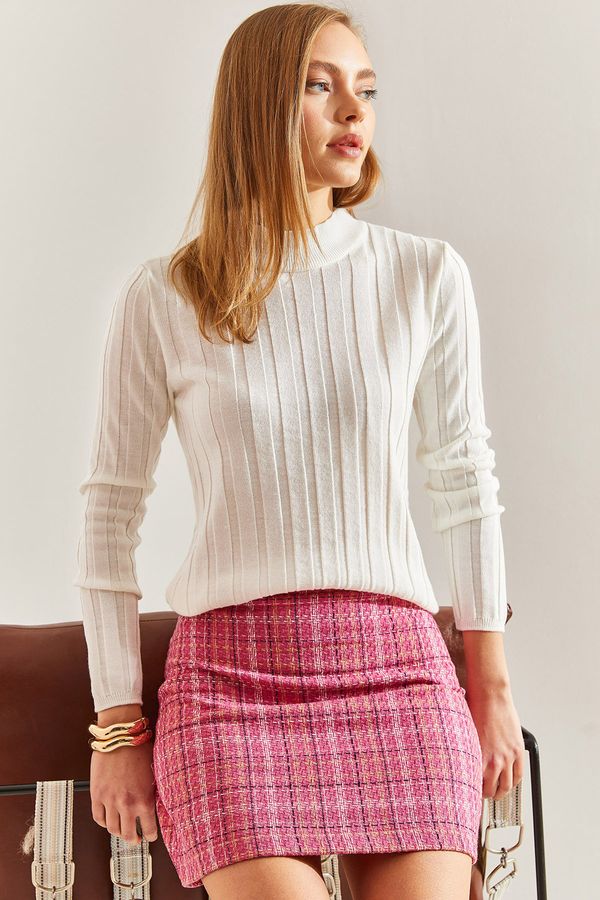 Bianco Lucci Bianco Lucci Women's Turtleneck Ribbed Knitwear Sweater