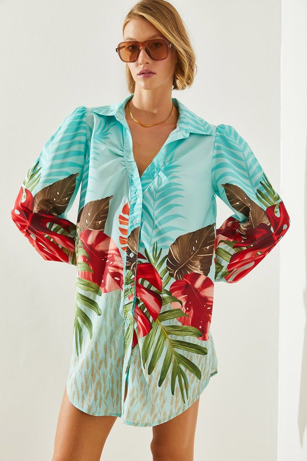 Bianco Lucci Bianco Lucci Women's V-Neck Patterned Shirt 2218