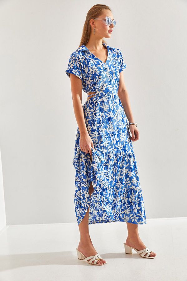 Bianco Lucci Bianco Lucci Women's Waist Decollete Tied V-Neck Dress