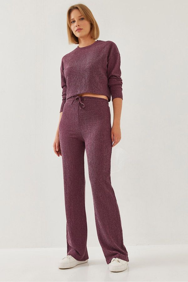 Bianco Lucci Bianco Lucci Women's Waist Tie Basic Bottom-Top Set