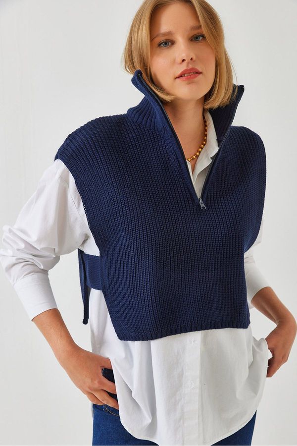 Bianco Lucci Bianco Lucci Women's Zippered Knitwear Sweater