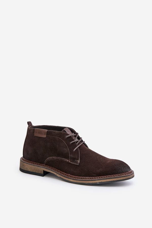 BIG STAR SHOES BIG STAR SHOES Suede Men's Lace-Up Boots Dark Brown Big Star