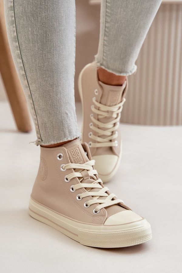 BIG STAR SHOES BIG STAR SHOES Women's Insulated Sneakers Made Of Eco Leather Beige Big Star